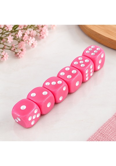 Sera 16 Mm Pembe Okey Zarı 6'lı Set Renkli Plastik Oyun Zarı