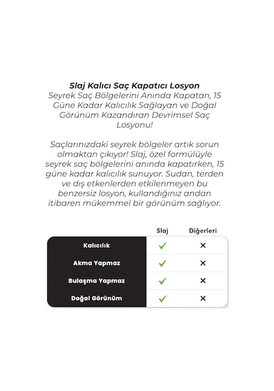 Seyrek Saç Kapatıcı Kalıcı Losyon - Saç Kapatıcı Dolgunlaştırıcı Sıvı Krem Anında Hacimli Doğal Görünüm 50ml X 2 Adet