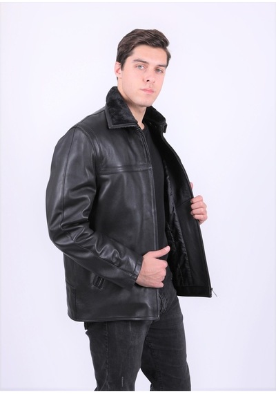 New Zaya Leather Erkek Siyah Deri Mont Hakiki Deri (468606706) Siyah