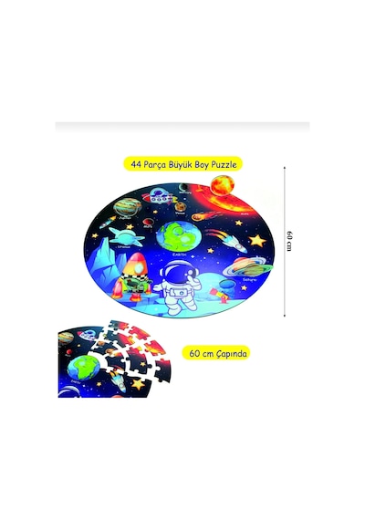3d Uzay Yolculuğu Büyük Ahşap Puzzle - Büyük Boy 44 Parça - 60 X 60 Cm