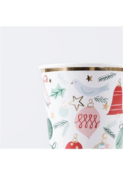 Meri Meri - Festive Pattern Cups - Yeni Yıl Bardaklar 8'li