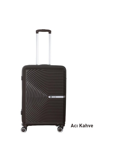 Mçs Bavul Orta Ve Kabin 2li Set Silikon Valiz V374 Acıkahve Kahverengi