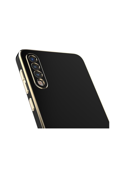 Samsung Galaxy Uyumlu A50 Kılıf Zore Kenarı Gold Renk Silikon Bark Kapak