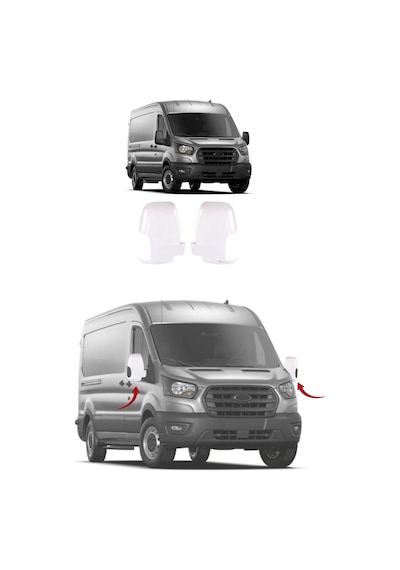 Ford Transit Uyumlu 2014-2023 Krom Ayna Kapağı 2 Parça Paslanmaz Çelik