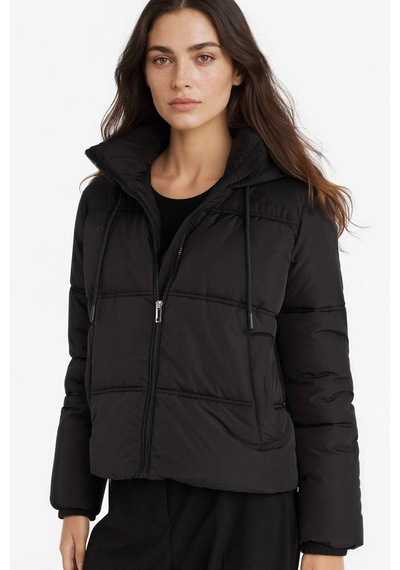 Defacto Regular Fit Kapüşonlu Fermuarlı Şişme Mont F1944ax25wnbk27 Siyah-bk27