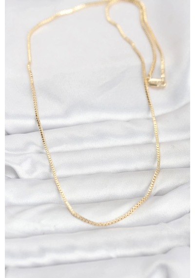 Ceylan Adam Cm 14k Gold Renk Kare Zincirli Model 60 Cm Kadın Kolye Çok Renkli