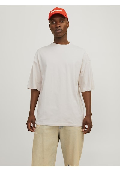 Jack & Jones Erkek Bisiklet Yaka Düz Renk Tisört - Charge - 12259975 Moonbeam Çok Renkli
