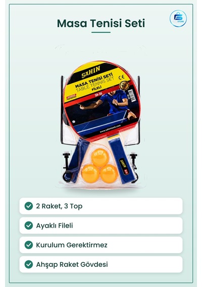 Masa Tenisi Seti 2 Raket 3 Top Ayaklı Fileli Pinpon Ev Okul Bahçe