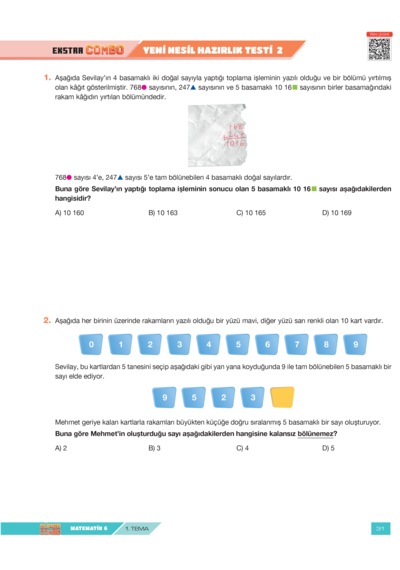 Süper Combo Matematik 6. Sınıf Soru Bankası