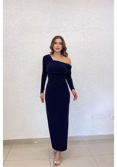 Dip Moda Kadın Likralı Omuz Detaylı Uzun Elbise Dpnbshnz04 Siyah