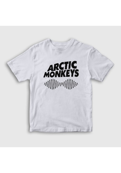 Presmono Unisex Çocuk Cover Arctic Monkeys T-shirt Beyaz