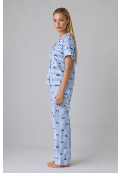Norcia Sports Mavi Kurdele Desenli Çizgili Bürümcük Pijama Takımı 4645-mavi Çok Renkli - 929322399 Çok Renkli - 929322399 Çok Renkli
