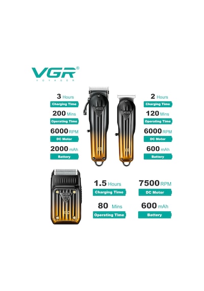Vgr V-644 Profesyonel 3'ü 1 Arada Şarjlı Bakım Seti