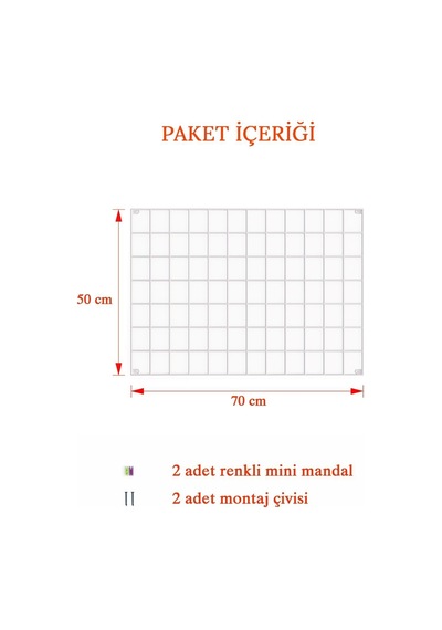 Metal Fotoğraf Askısı Tel Pano Beyaz 50x70 2 Adet Mini Mandal Ve 4 Adet Montaj Çivisi Hediye