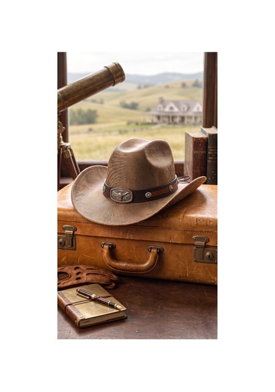 Gigi Luxe Kadın Camel Kovboy Şapkası Boğa Tokalı Deri Bantlı Vintage Western Şapka Kanvas Kahverengi Kahverengi