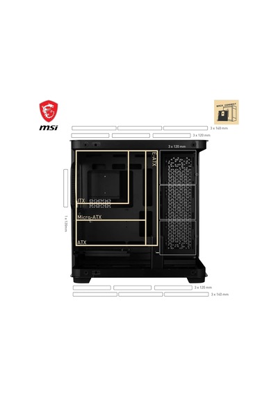 Meg Maestro 700l Pz Mid-tower Bilgisayar Kasası - E-atx, Dikey Gpu Tutucu Ve Pcıe 4.0 Yükseltici Kablo, Gpu Tutucu, Te