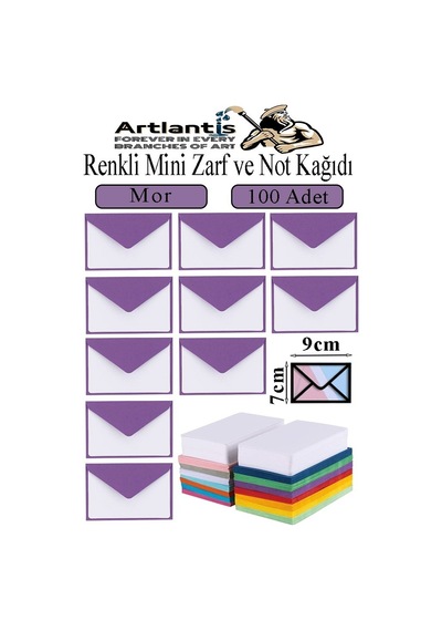 Mor Mini Zarf 7x9 Cm Not Kağıtlı 100 Adet Küçük Mor Zarf Mektup Oyun Zarfı Doğum Günü Dilekleri Zarfı Canlı Renk