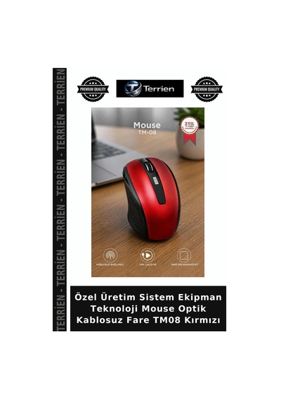 Özel Üretim Sistem Ekipman Teknoloji Mouse Optik Kablosuz Fare Tm08 Kırmızı