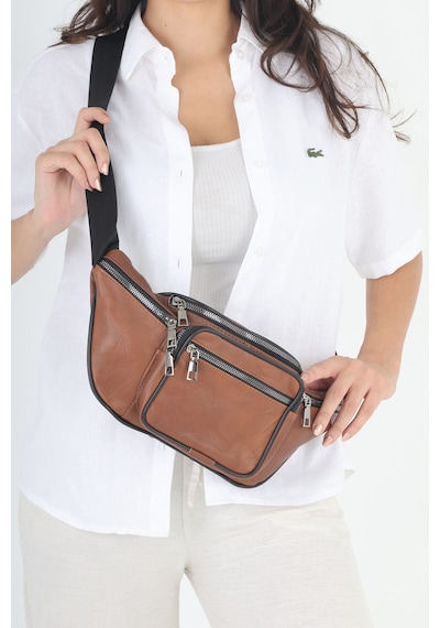 Nahitatyana Unisex Taba Çok Cepli Hakiki Deri Freebag Bel Çantası Ve Omuz Çantası Taba - 121763658 Taba