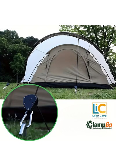 Kamp Çadırı Otomatik Kilitlemeli Ip Gergisi Düğüm Süz Tarp, Yan Tente Ve Branda Sabitleme Sistemi 4 Adet Mavi