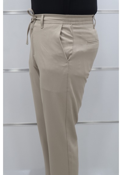 Marcao Dmctekstil Erkek Düz Normal Bel Normal Kesim Dar Paça Kışlık Jogger Pantolon Bej
