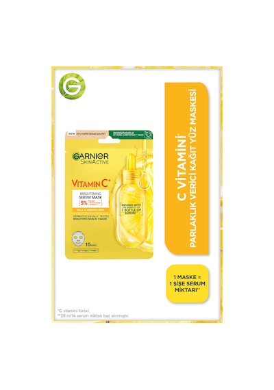 Garnier C Vitamini Parlak 2'li Bakım Seti Kağıt Yüz Maskesi + Süper Aydınlatıcı Serum