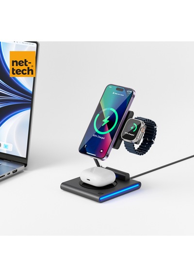 Nt-wch04 3in 1 15w Kablosuz Wireless Şarj - Gri