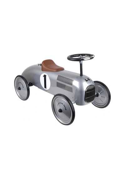 Vintage Klasik Metal Araba Gri Çocuk Sürüş Oyuncağı Sessiz Tekerlekli Retro Pedalsız Araç Çok Renkli