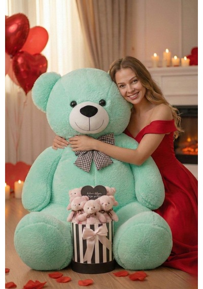 Kadınlar Günü Ne Özel: 90 Cm Peluş Ayı & Aynalı Mesajlı Pembe Silindir Ayıcık Buketi Romantik Sevgiliye Hediye Buket 13290768