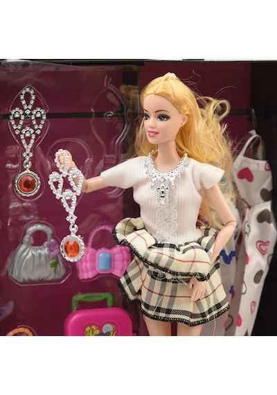 Beauty Sonsuz Hareket Bebekli Aksesuarlı Pembe Gardrop