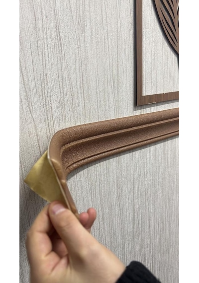 Kahverengi Düz 8cm-117cm Kendinden Yapışkanlı Çıta Çerçeve Süpürgelik