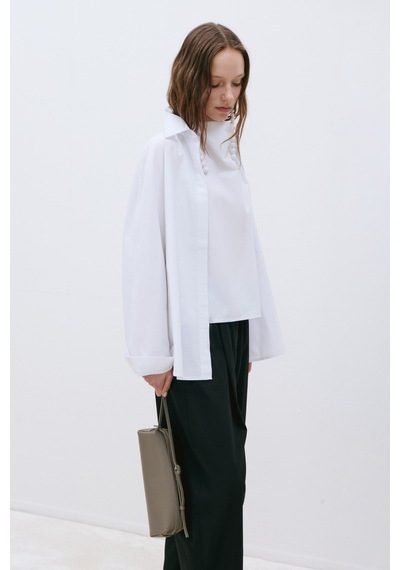Suud Collection Beyaz Klara Yıkamalı Poplin Gömlek