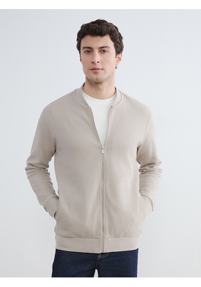 Lc Waikiki Lc Waıkıkı Bej Kolej Yaka Erkek Fermuarlı Sweatshirt