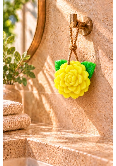 Dekoratif Kokulu Sabun & Peeling Etkili Asılabilir Dekoratif Banyo Sabunu & Sarı Yağsemin Katı Sabun 10,5x9,5 Cm - 937777302 Diğer