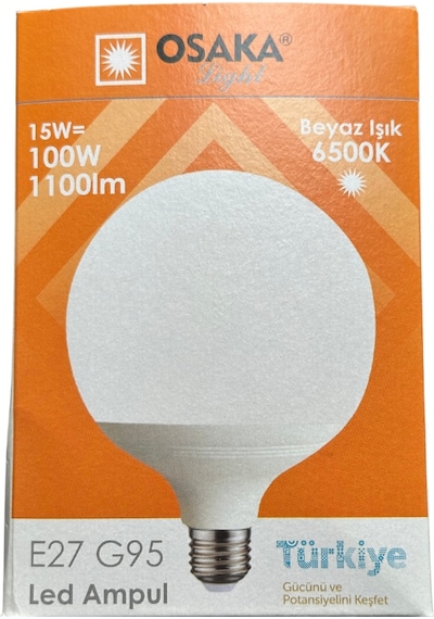 Osaka 15w 100w 6500k Beyaz Işık E27 Duylu G95 Led Glop Ampul 8 Adet