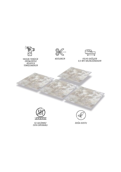 Tink Kendinden Yapışkanlı Gri Mermer Desenli Pvc Karo 30x30 Cm