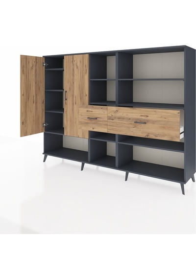 Hyperion Dolap 10 Raflı 2 Çekmeceli 2 Kapaklı 220x44x163 Antrasit-çam Atlas Çam - Antrasit Hyperion Dolap 10 Raflı 2 Çekmeceli 2 Kapaklı 220x44x163 Antrasit-çam Atlas Çam - Antrasit