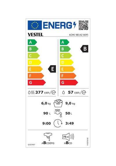 Vestel KCMI 98142 WIFI 1400 Devir 9 KG + 6 KG Kurutmalı Çamaşır Makinesi