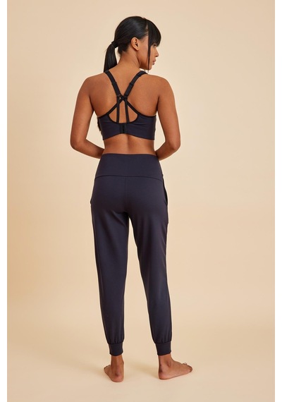 Sportive Siyah Light Touch Bilekten Lastikli Yüksek Bel Jogger Kadın Eşofman Alt Siyah