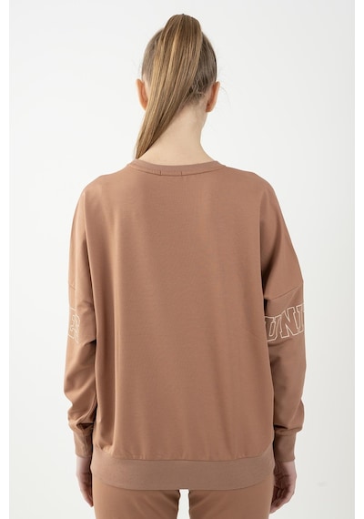 Maraton Sportswear Oversize Kadın Bisiklet Yaka Uzun Kol Basic Mantar Sweatshirt 22168-mantar