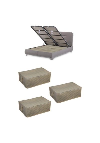 Adarya Home 3 Adet Çekyat-Baza Altı Hurç 60 x 40 x 22 Krem
