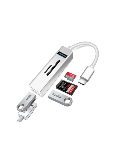 Bn08 Macbook Ve Android İçin 5 İn 1 Alüminyum Type-c To Usb 5gbps 3.0 Çoklayıcı Hafıza Kartı Okuyucu Otg