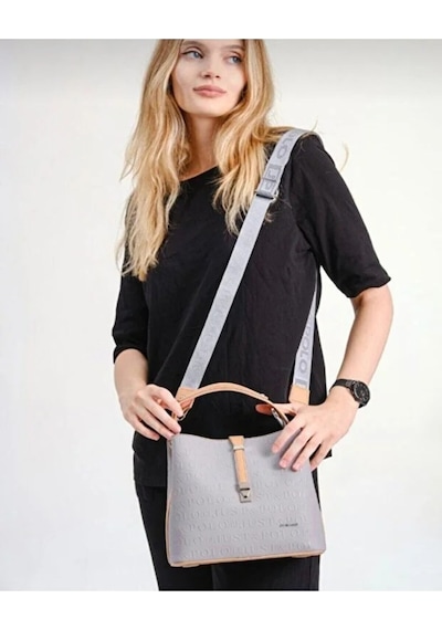 Just Polo Kadın Kabartmalı Ayarlanabilir Askılı Şık El Ve Omuz Çantası Shoulder Bag Ebat: 20 X 22 Cm Gri
