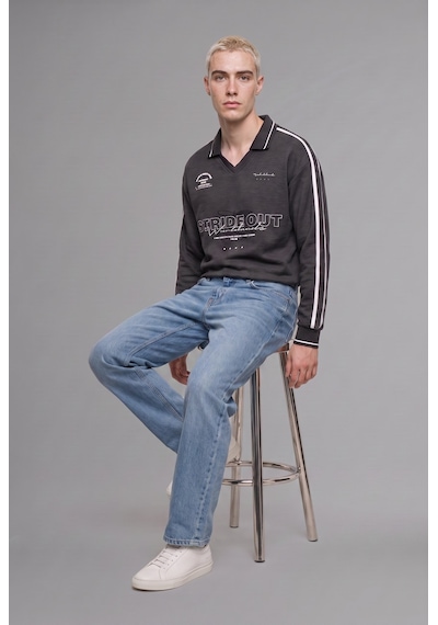Defacto Boxy Fıt Polo Yaka Baskılı Sweatshirt H4884ax26auar216 Antrasit-ar216