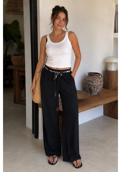 Bb Butik Basic Kadın Fular Detaylı Penye Pantolon Rahat Kalıp Cepli Günlük Pantolon My3535 siyah Bb Butik Basic Kadın Fular Detaylı Penye Pantolon Rahat Kalıp Cepli Günlük Pantolon My3535 siyah