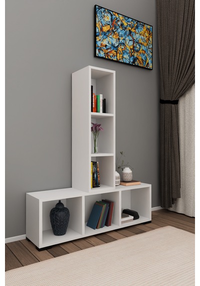Yvz Home Jüpiter -1 Kitaplık Beyaz Yvz Home Jüpiter -1 Kitaplık Beyaz