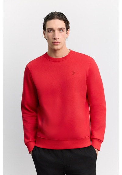 Avva Erkek Kırmızı Bisiklet Yaka 3 İplik Şardonlu -5 Dereceye Dayanıklı Regular Fit Sweatshirt A62y1291