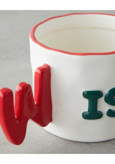 English Home Best Wishes Stoneware Kupa 400 Ml Kırmızı - Yeşil Kırmızı - Yeşil
