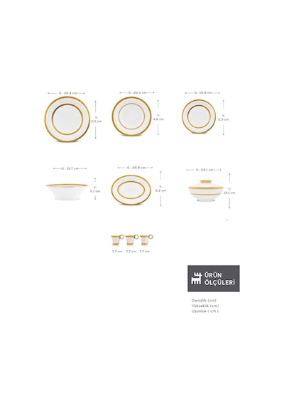 Karaca  Royal Bone Charlotte 55 Parça 12 Kişilik Yemek Takımı Gold