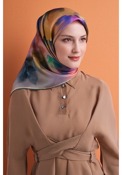 Armine Sura İpek Eşarp 2026-2027 - Sonbahar Kış-asm9603 Somon-mavi